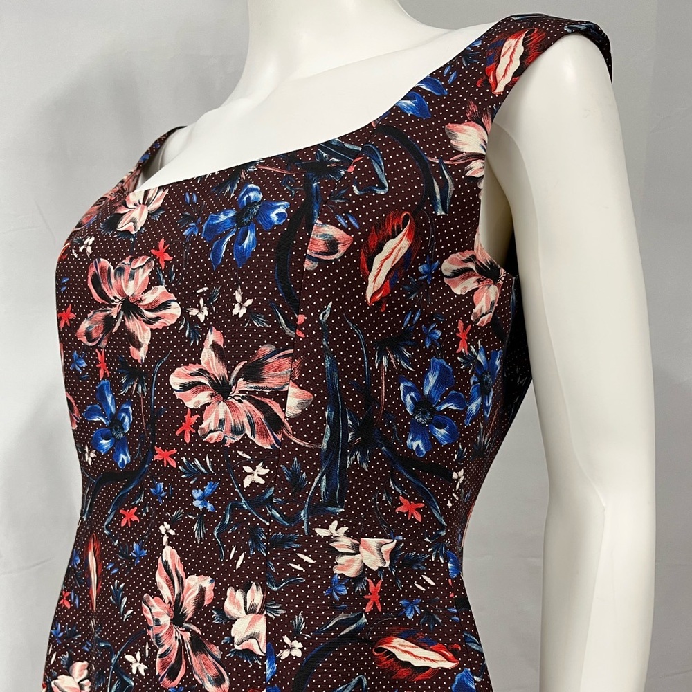 ERDEM Arlie Floral Jacquard Midi Sheath Dress Blue Pink Wedding Guest US 8 - Picture 9 of 15